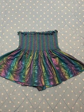 QUEEN OF SPARKLES Teal Blue Ruffled shorts